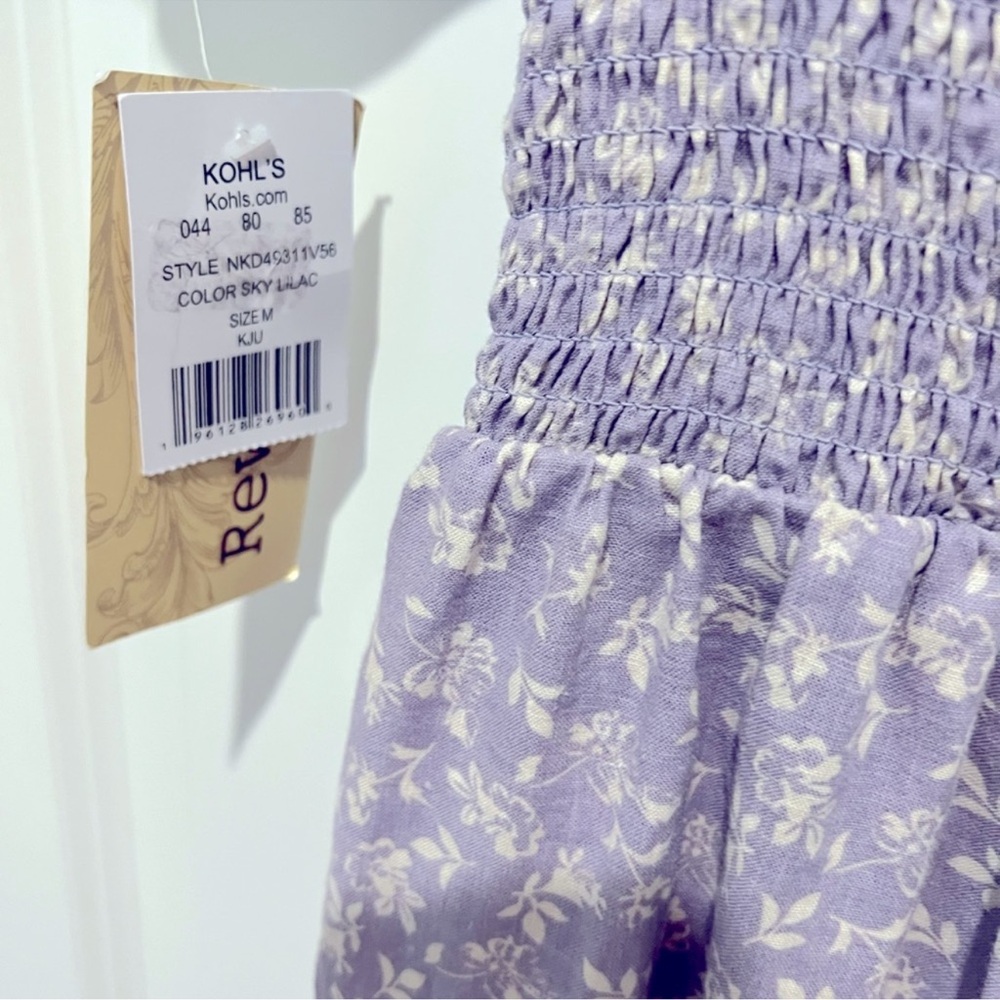 NET Rewind Floral Purple Cutout Tie Floral Puff Sleeve Jumpsuit - Picture 6 of 9